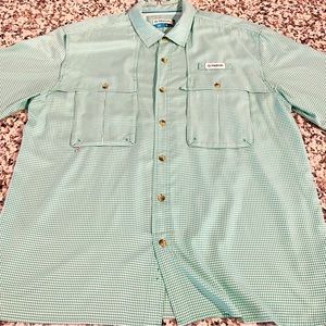 Men’s Teal and White Small Buffalo Plaid Magellan Shirt in size XL